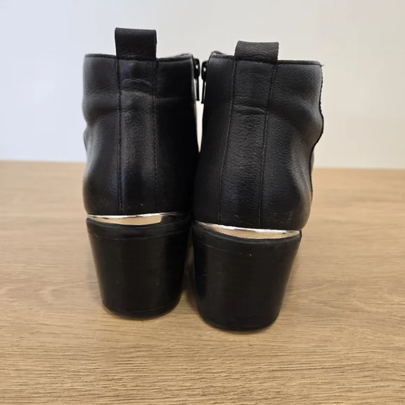 Topshop Black Silver Tip Heeled Ankle Boots Size 40 9.5 - Picture 5 of 9